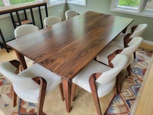 walnut tapered leg dining table