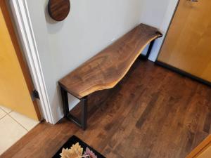 walnut live edge entryway bench