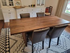 walnut custom dining table wood slab base minneapolis mn