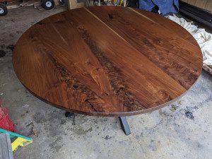 best custom walnut circle dining table mn custom furniture minneapolis custom furniture st. paul        